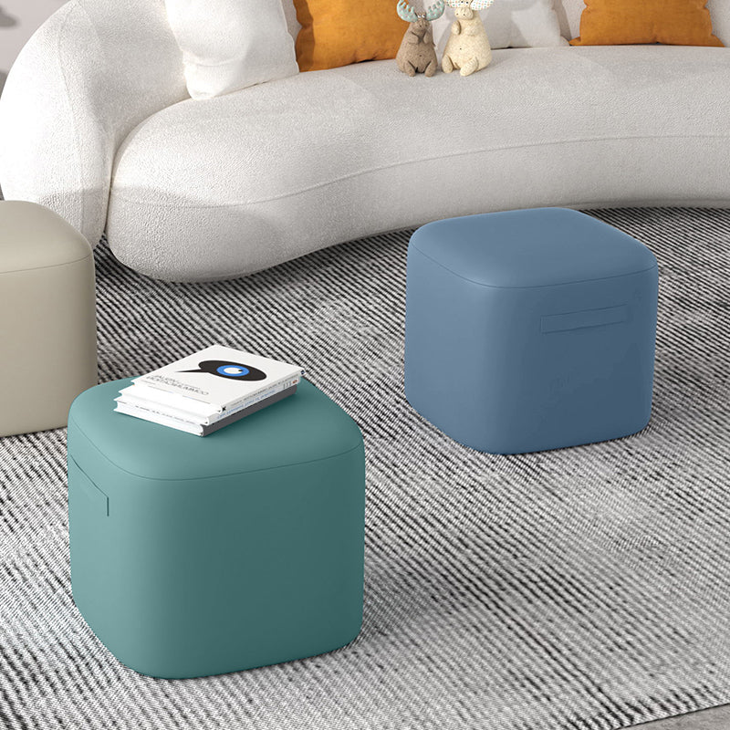 Trendy Square Leather Ottoman Plain Waterproof Indoor Foot Cube Ottoman Stool