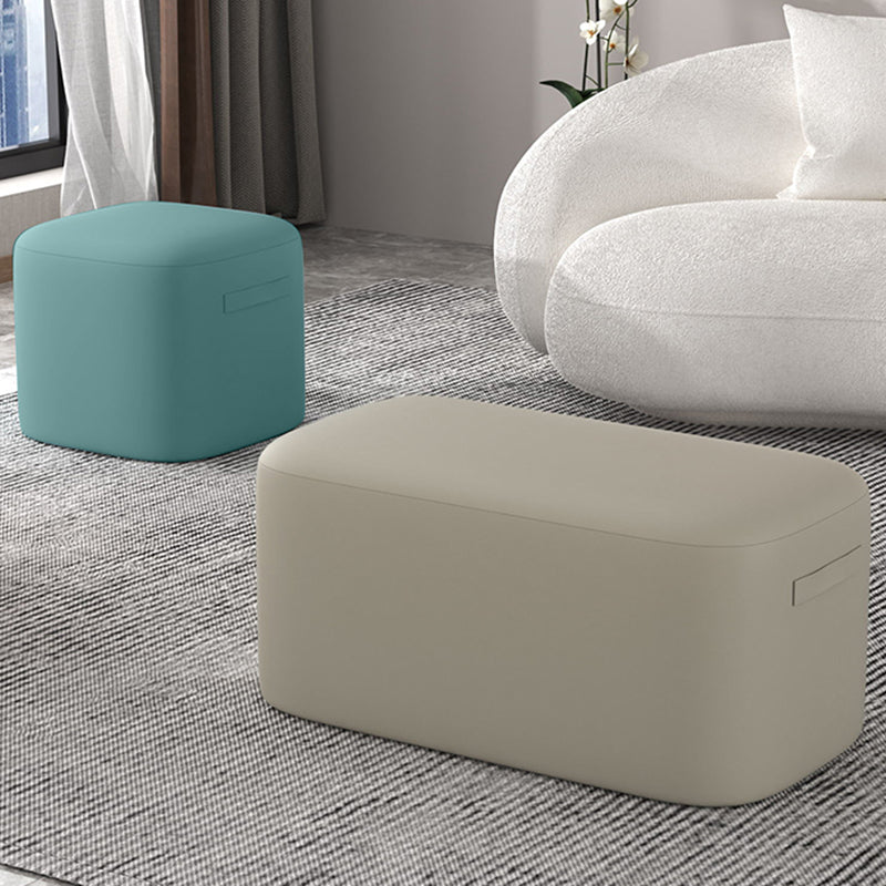 Trendy Square Leather Ottoman Plain Waterproof Indoor Foot Cube Ottoman Stool