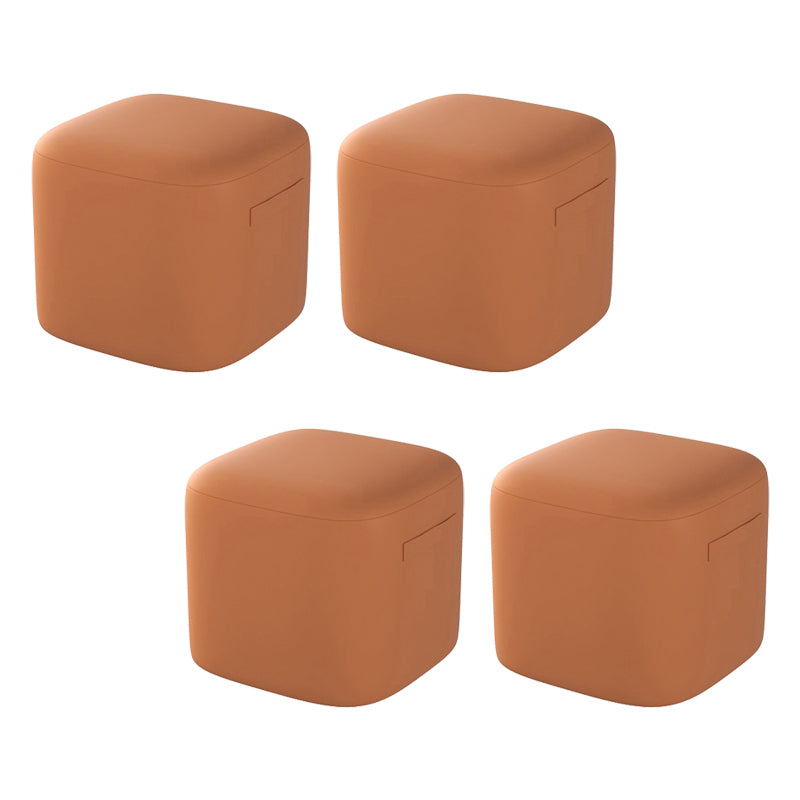 Trendy Square Leather Ottoman Plain Waterproof Indoor Foot Cube Ottoman Stool