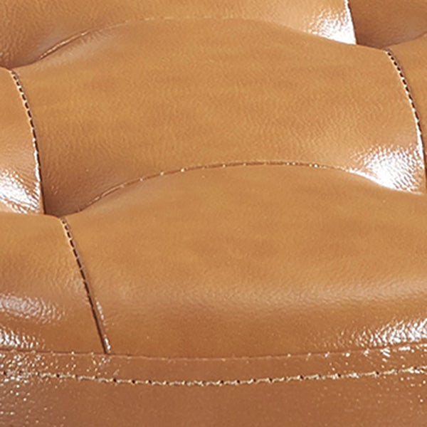 Round Faux Leather Ottoman Glam Indoor Solid Stain Resistant Ottoman