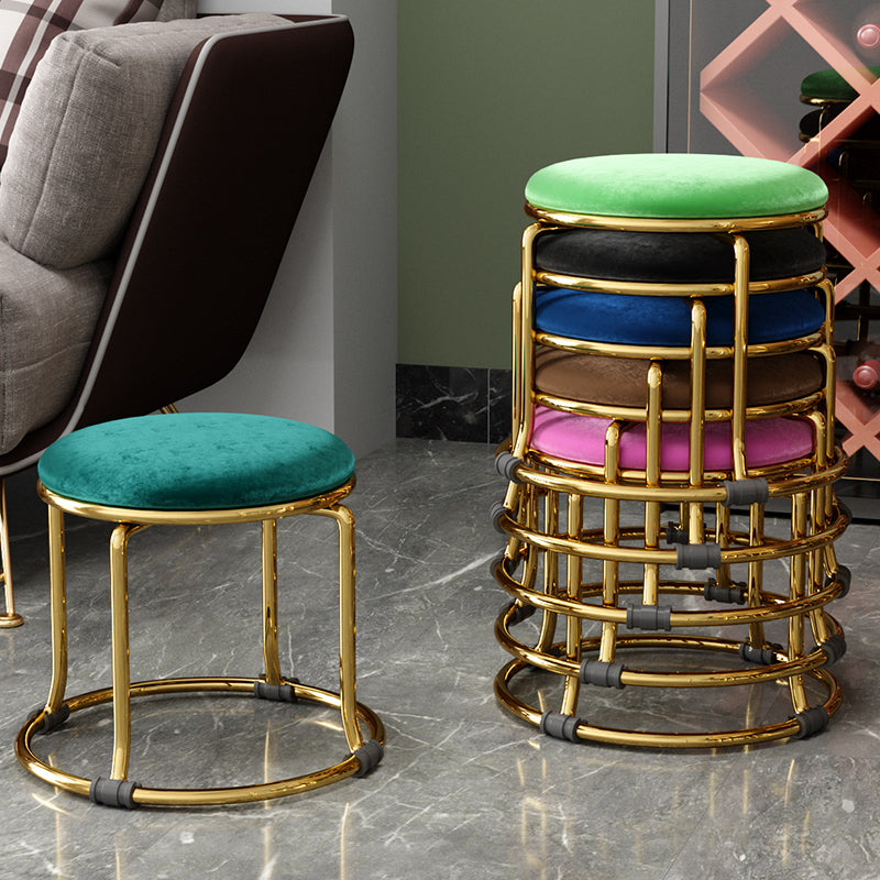 Scratch Resistant Round Standard Solid Color Cotton Ottoman for Living Room