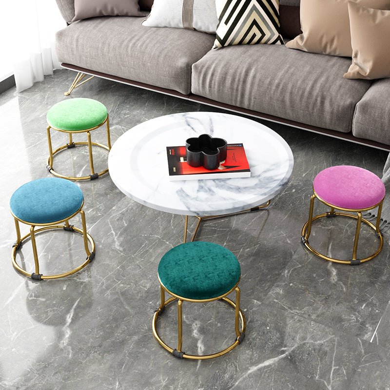 Scratch Resistant Round Standard Solid Color Cotton Ottoman for Living Room