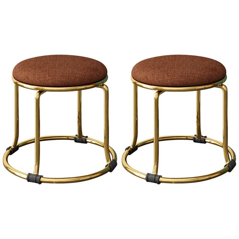 Scratch Resistant Round Standard Solid Color Cotton Ottoman for Living Room