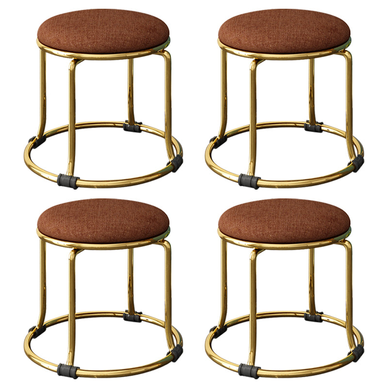 Scratch Resistant Round Standard Solid Color Cotton Ottoman for Living Room