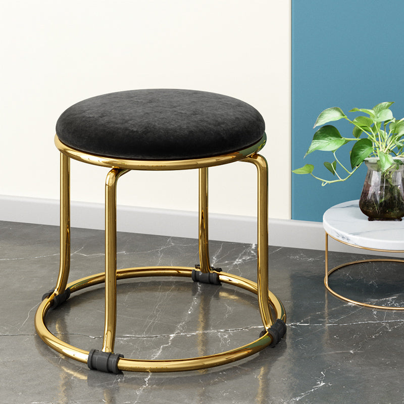 Scratch Resistant Round Standard Solid Color Cotton Ottoman for Living Room