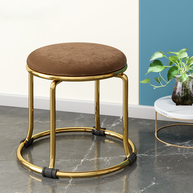 Scratch Resistant Round Standard Solid Color Cotton Ottoman for Living Room