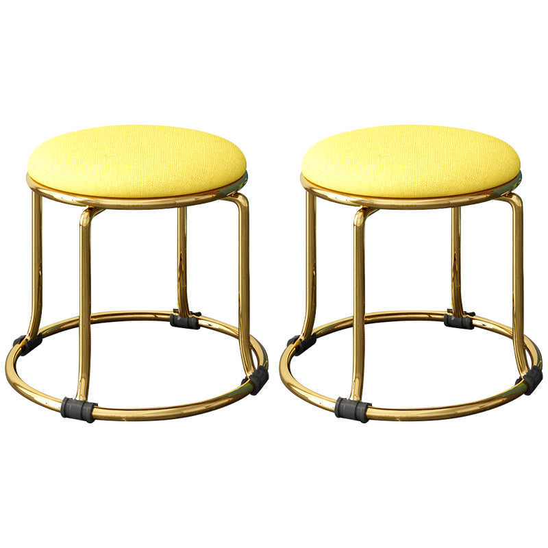 Scratch Resistant Round Standard Solid Color Cotton Ottoman for Living Room