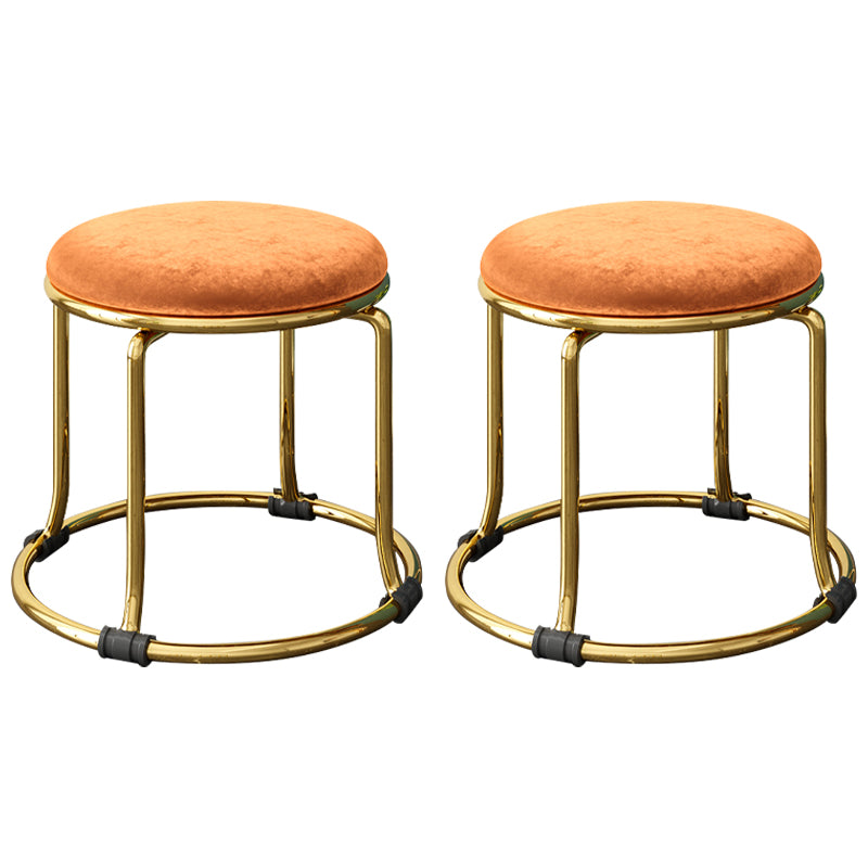 Scratch Resistant Round Standard Solid Color Cotton Ottoman for Living Room