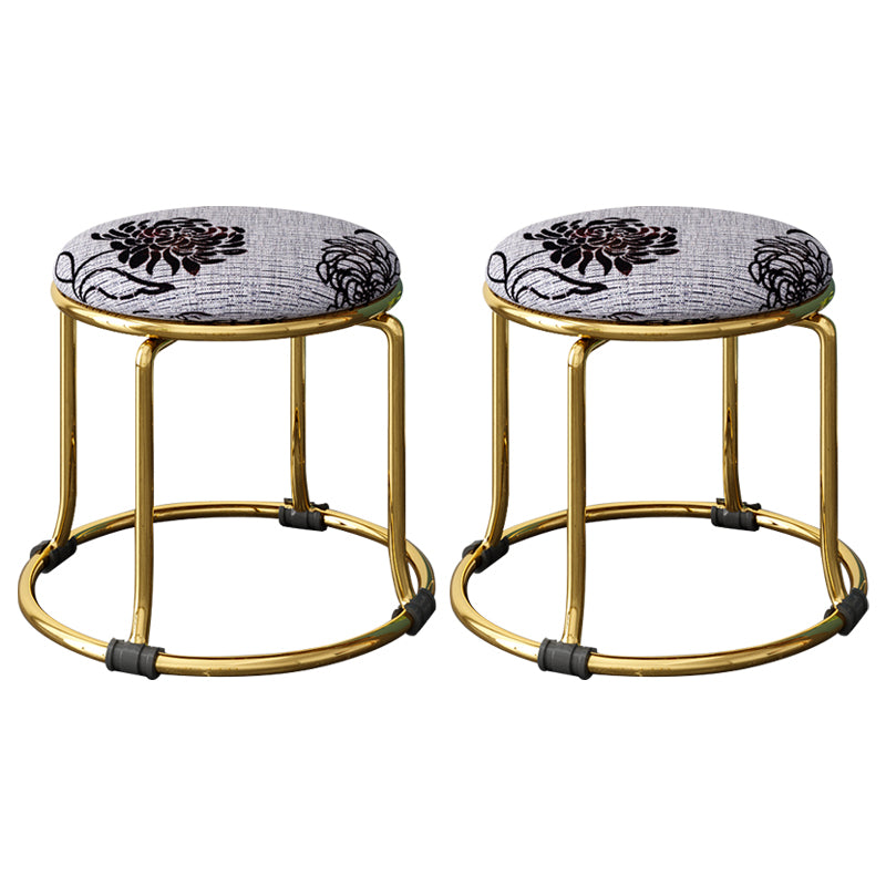 Scratch Resistant Round Standard Solid Color Cotton Ottoman for Living Room