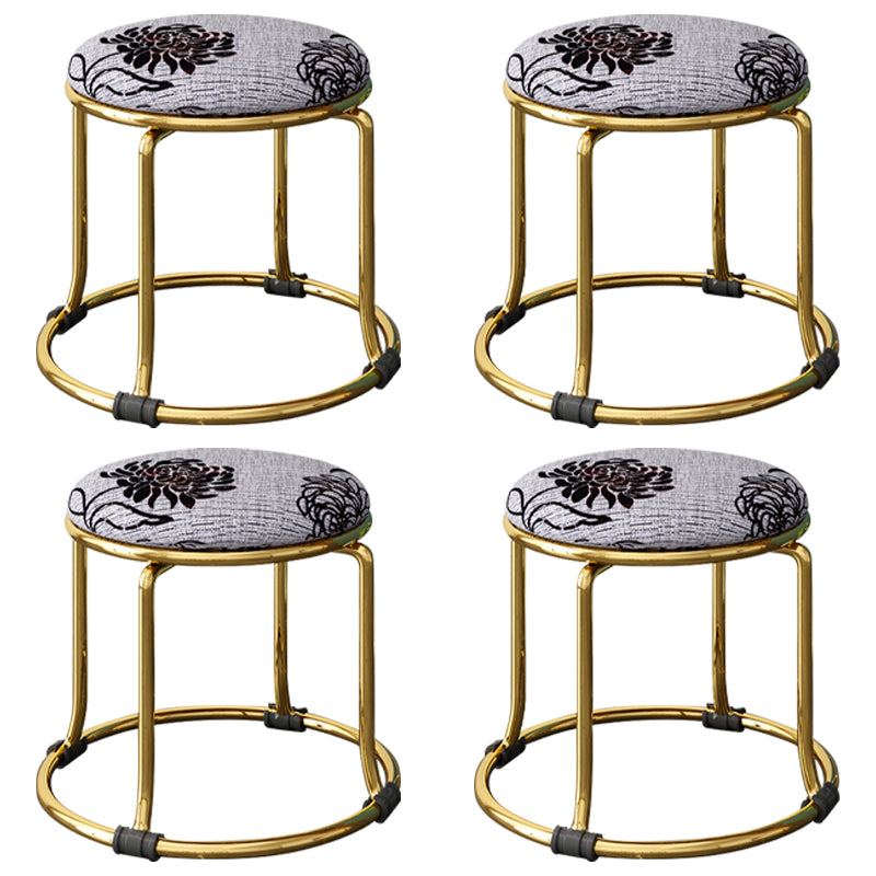 Scratch Resistant Round Standard Solid Color Cotton Ottoman for Living Room