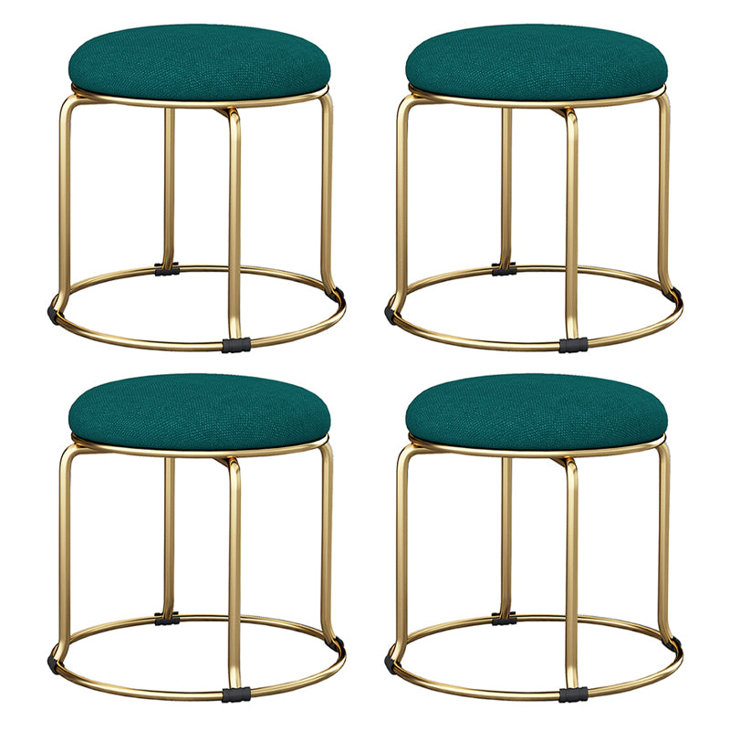 Glam Velvet Chair Ottoman Cylinder Shape Metal Frame Mildew Resistant Ottoman Stool