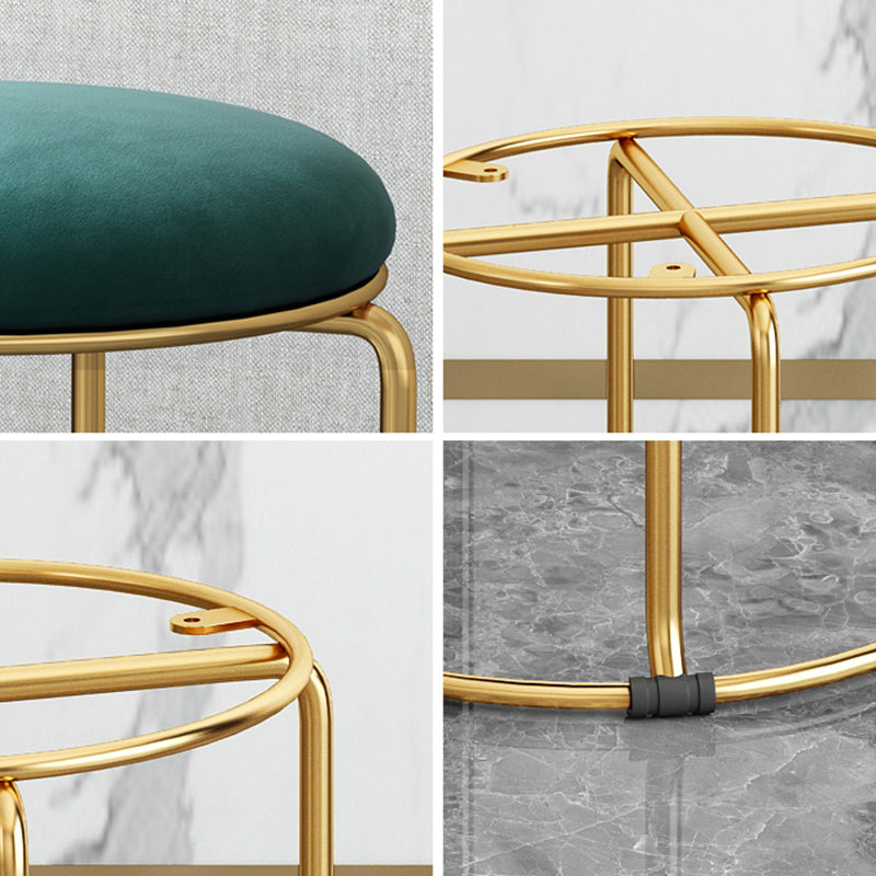 Glam Velvet Chair Ottoman Cylinder Shape Metal Frame Mildew Resistant Ottoman Stool