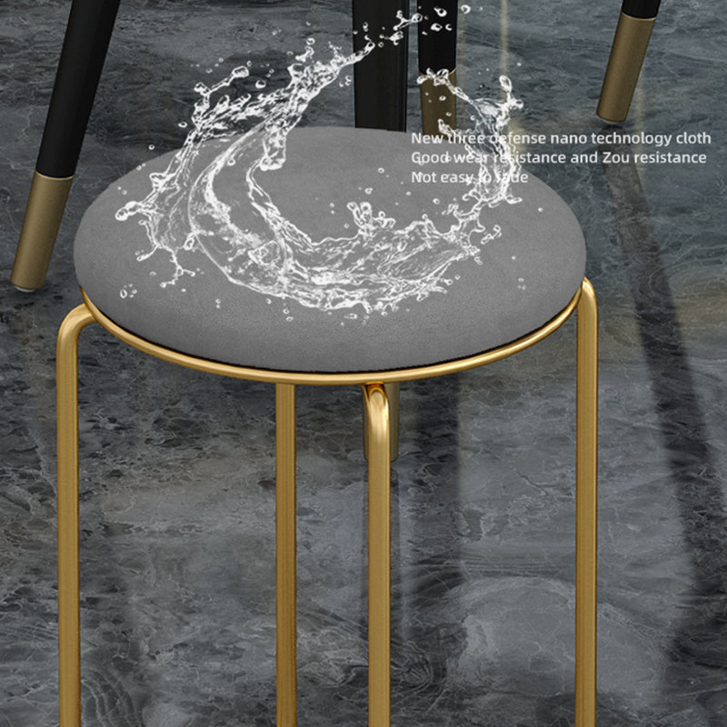 Glam Velvet Chair Ottoman Cylinder Shape Metal Frame Mildew Resistant Ottoman Stool