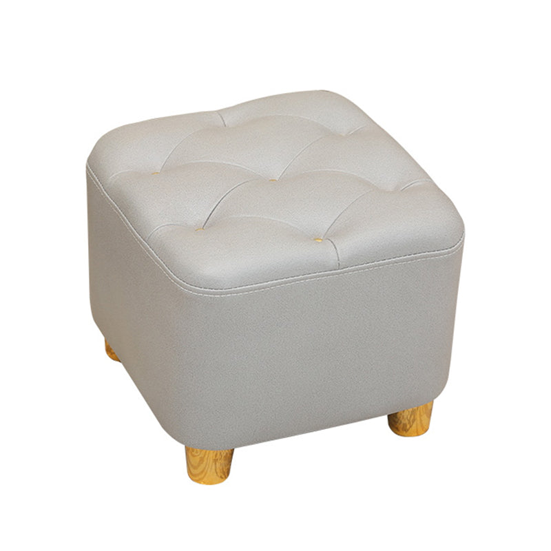 Modern Square Standard Stain Resistant Line Leather Pouf for Living Room