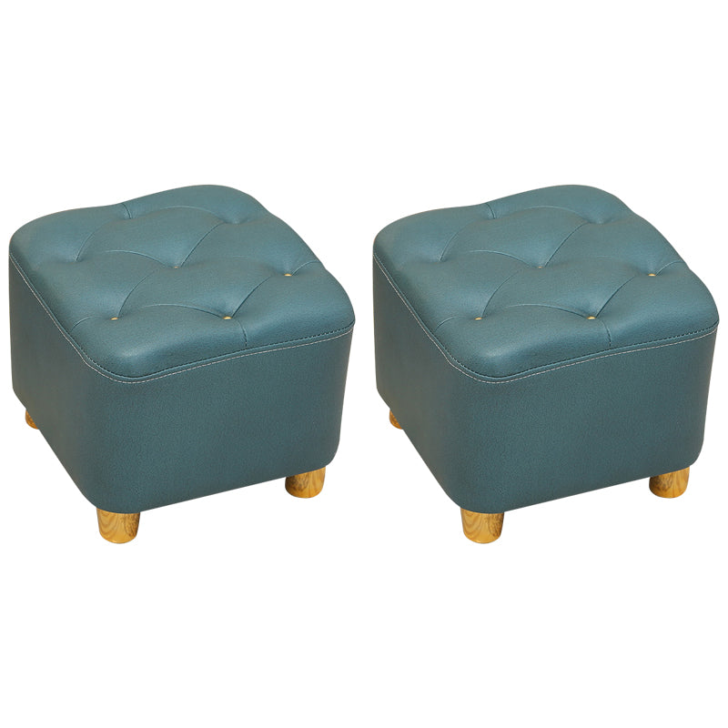 Modern Square Standard Stain Resistant Line Leather Pouf for Living Room