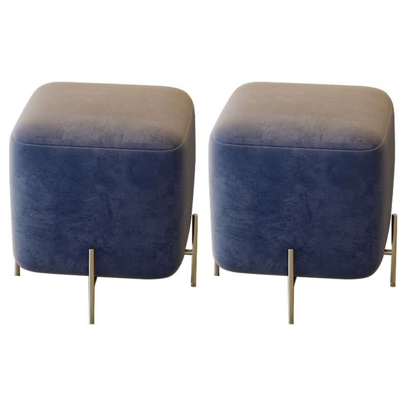Glam Square Target Pouf Plain Velvet Metal Frame Water Resistant Couch Ottoman