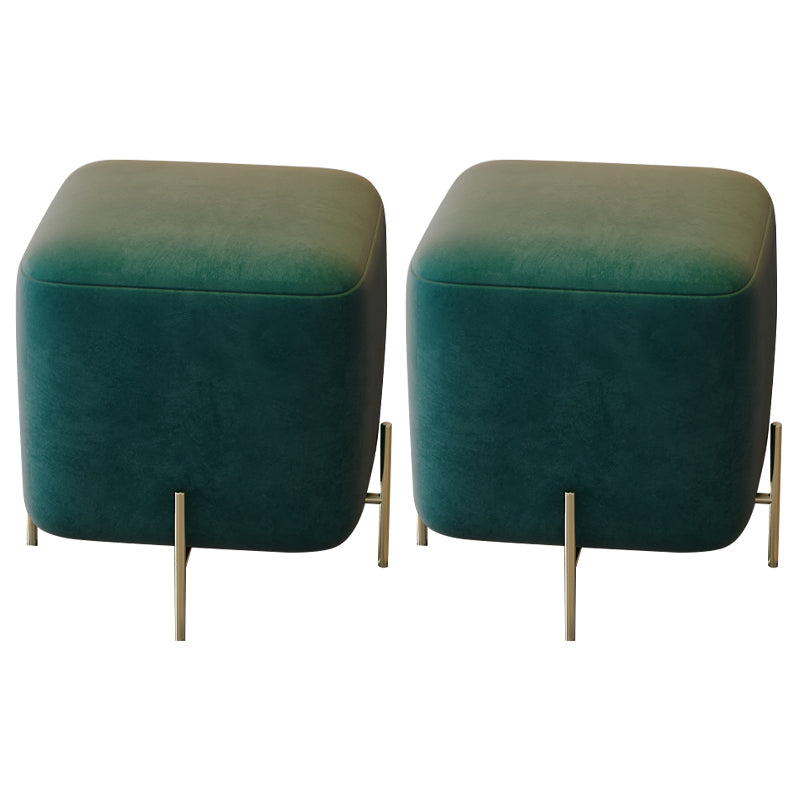 Glam Square Target Pouf Plain Velvet Metal Frame Water Resistant Couch Ottoman