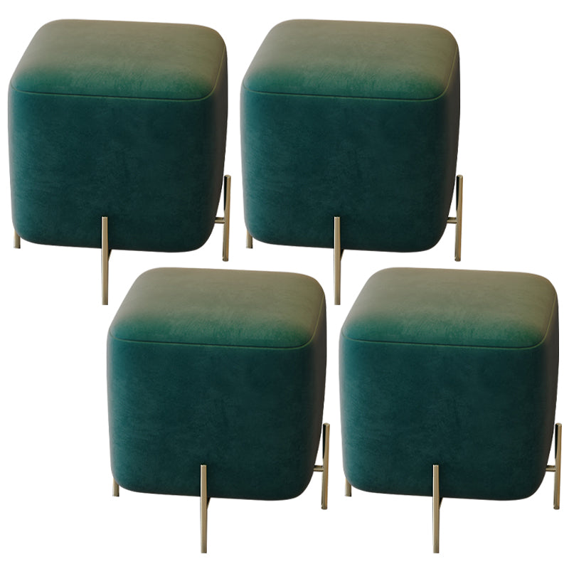 Glam Square Target Pouf Plain Velvet Metal Frame Water Resistant Couch Ottoman