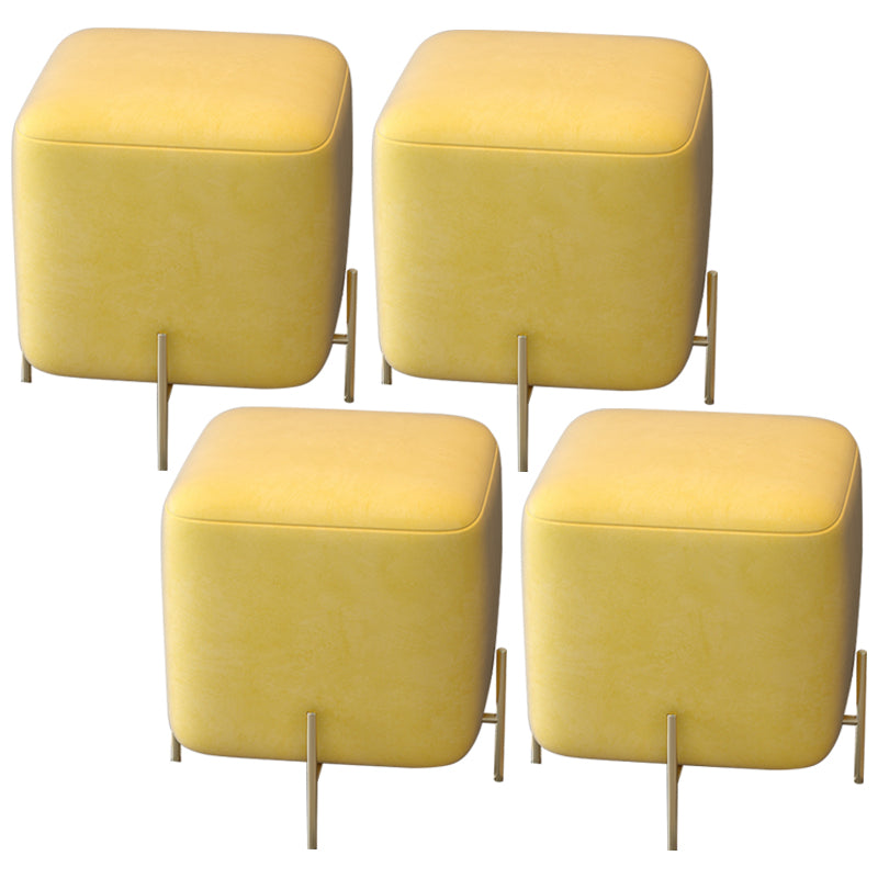 Glam Square Target Pouf Plain Velvet Metal Frame Water Resistant Couch Ottoman