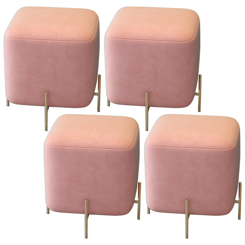 Glam Square Target Pouf Plain Velvet Metal Frame Water Resistant Couch Ottoman