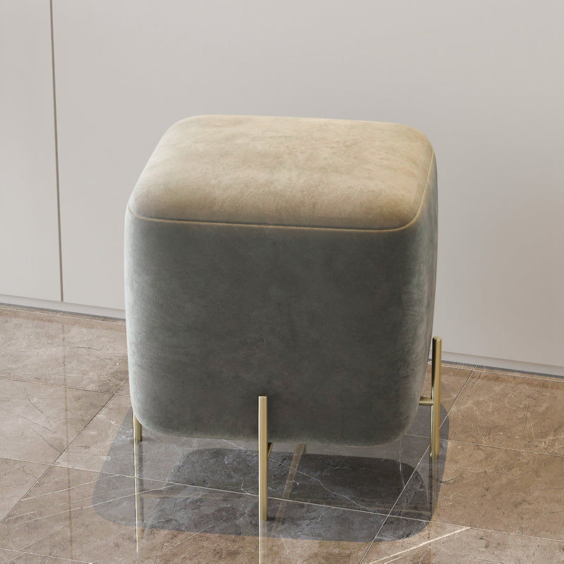 Glam Square Target Pouf Plain Velvet Metal Frame Water Resistant Couch Ottoman