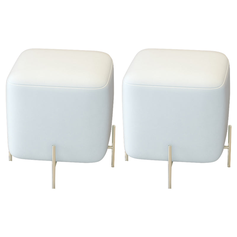 Glam Square Target Pouf Plain Velvet Metal Frame Water Resistant Couch Ottoman