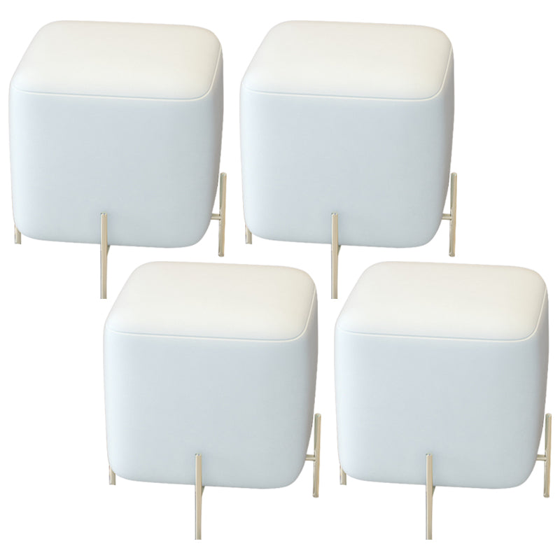 Glam Square Target Pouf Plain Velvet Metal Frame Water Resistant Couch Ottoman