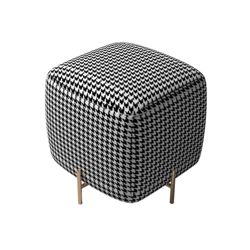 Glam Square Target Pouf Plain Velvet Metal Frame Water Resistant Couch Ottoman