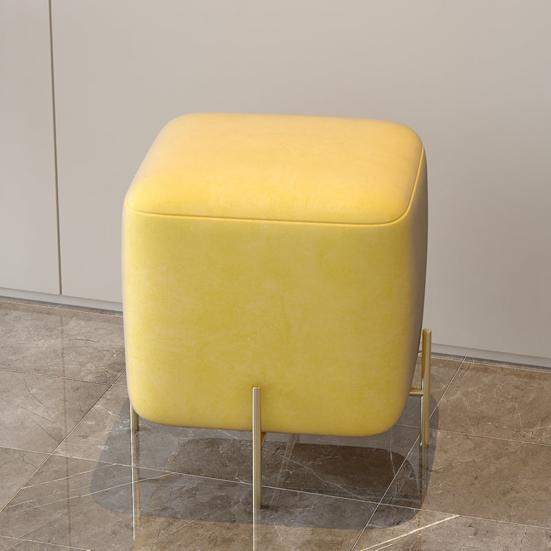 Glam Square Target Pouf Plain Velvet Metal Frame Water Resistant Couch Ottoman