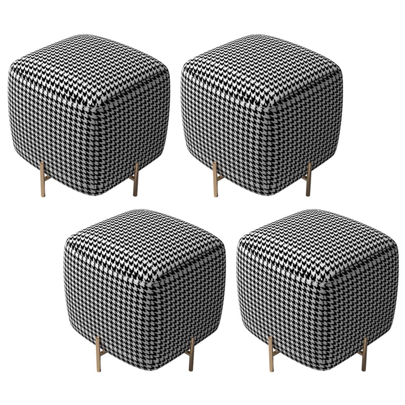 Glam Square Target Pouf Plain Velvet Metal Frame Water Resistant Couch Ottoman