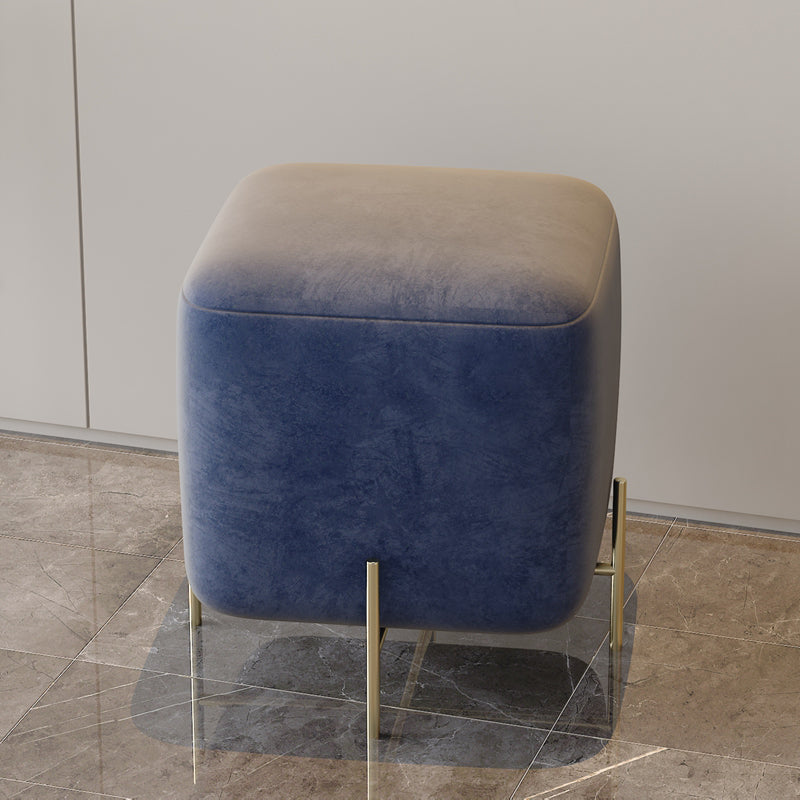 Glam Square Target Pouf Plain Velvet Metal Frame Water Resistant Couch Ottoman