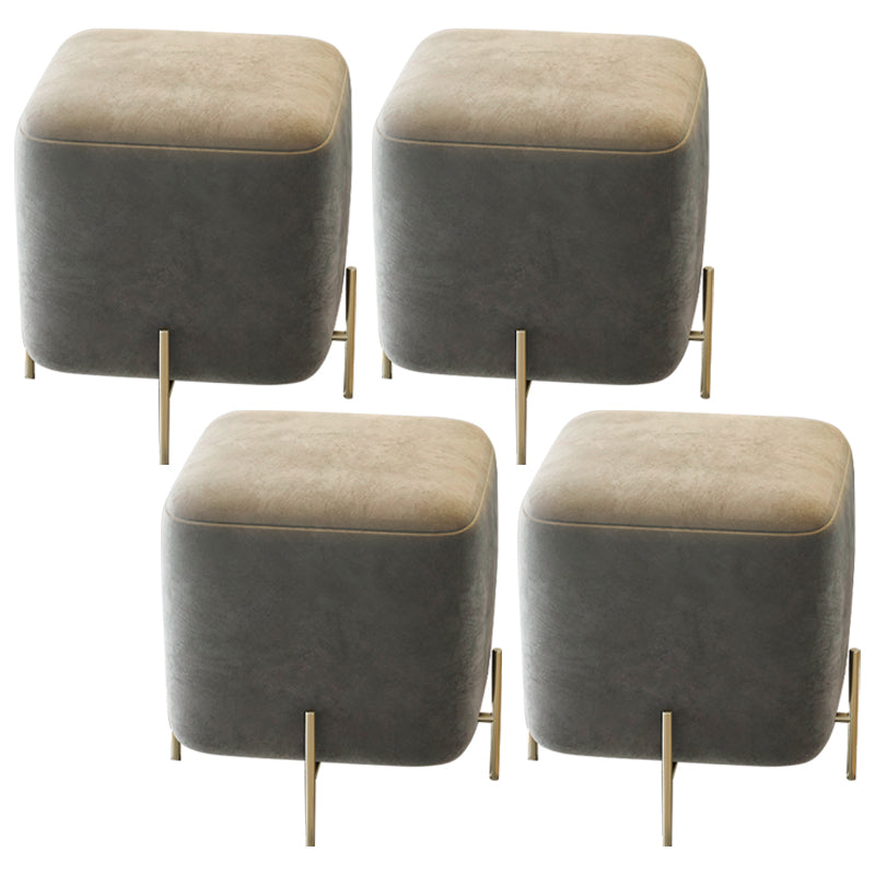 Glam Square Target Pouf Plain Velvet Metal Frame Water Resistant Couch Ottoman