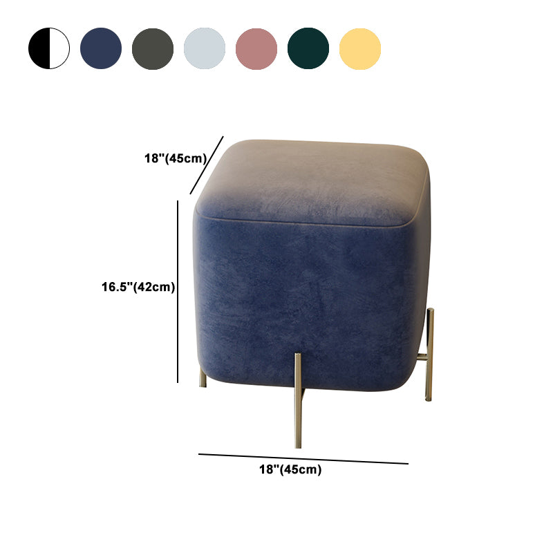 Glam Square Target Pouf Plain Velvet Metal Frame Water Resistant Couch Ottoman