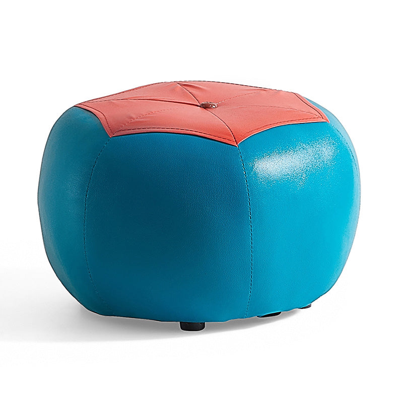 Modern Ottoman Football Pattern Faux Leather Indoor Round Pouf Chair