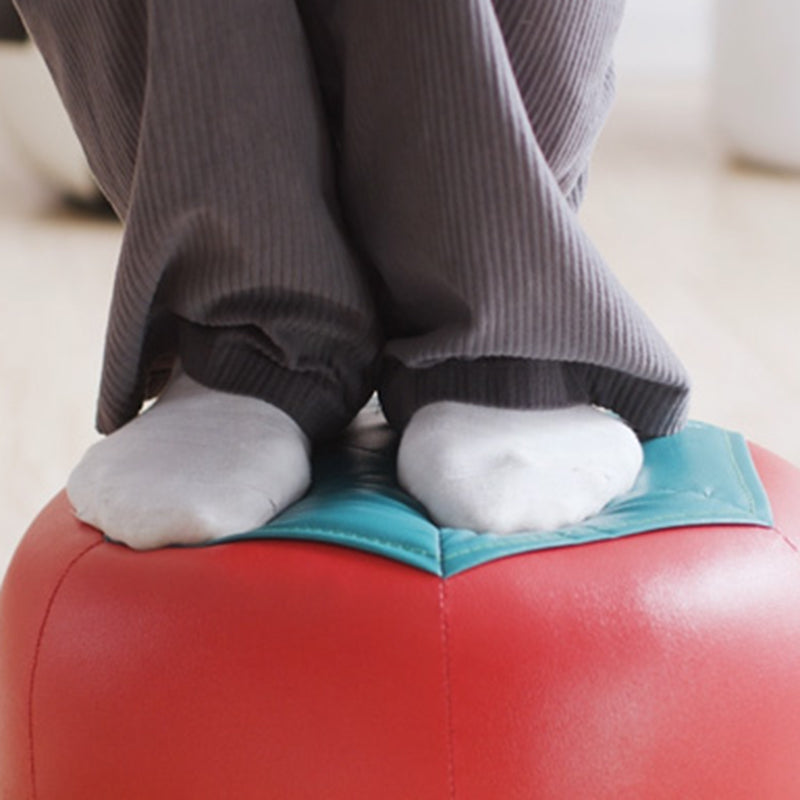 Modern Ottoman Football Pattern Faux Leather Indoor Round Pouf Chair