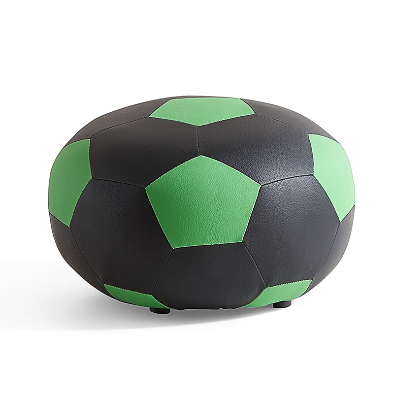 Modern Ottoman Football Pattern Faux Leather Indoor Round Pouf Chair