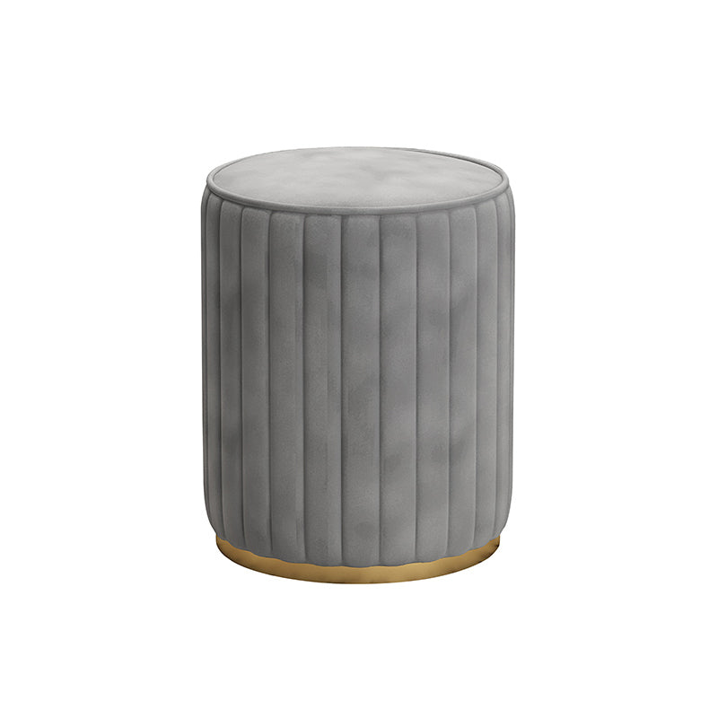 Glam Velvet Pouf Chair Tear Resistant Cylinder Shape Gold Base Ottoman Stool