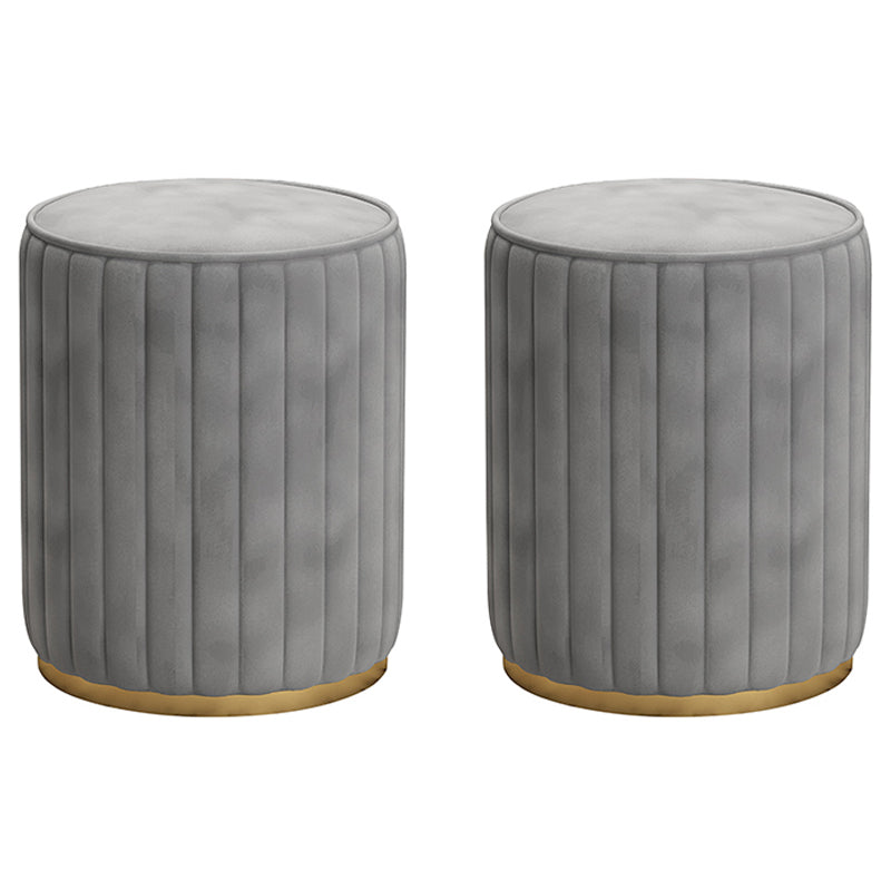 Glam Velvet Pouf Chair Tear Resistant Cylinder Shape Gold Base Ottoman Stool