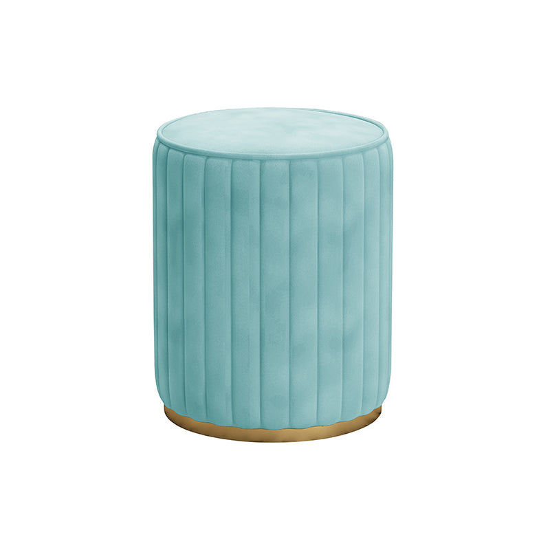 Glam Velvet Pouf Chair Tear Resistant Cylinder Shape Gold Base Ottoman Stool