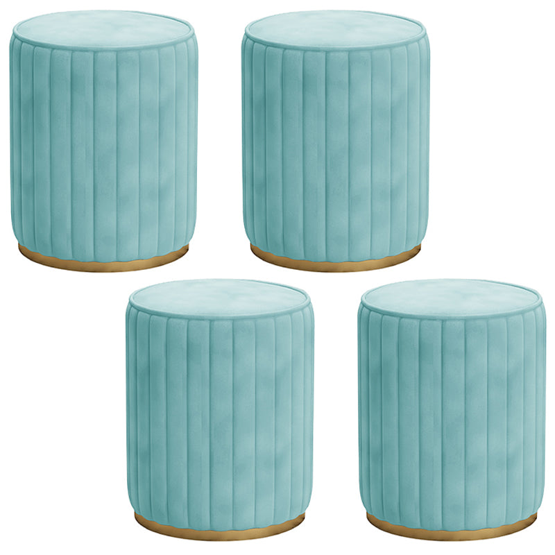 Glam Velvet Pouf Chair Tear Resistant Cylinder Shape Gold Base Ottoman Stool