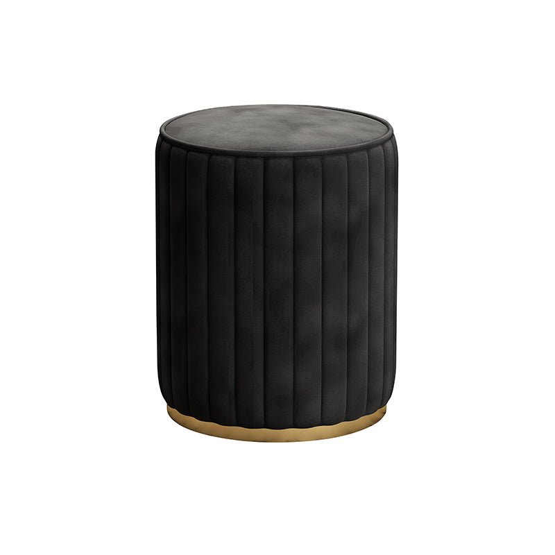 Glam Velvet Pouf Chair Tear Resistant Cylinder Shape Gold Base Ottoman Stool