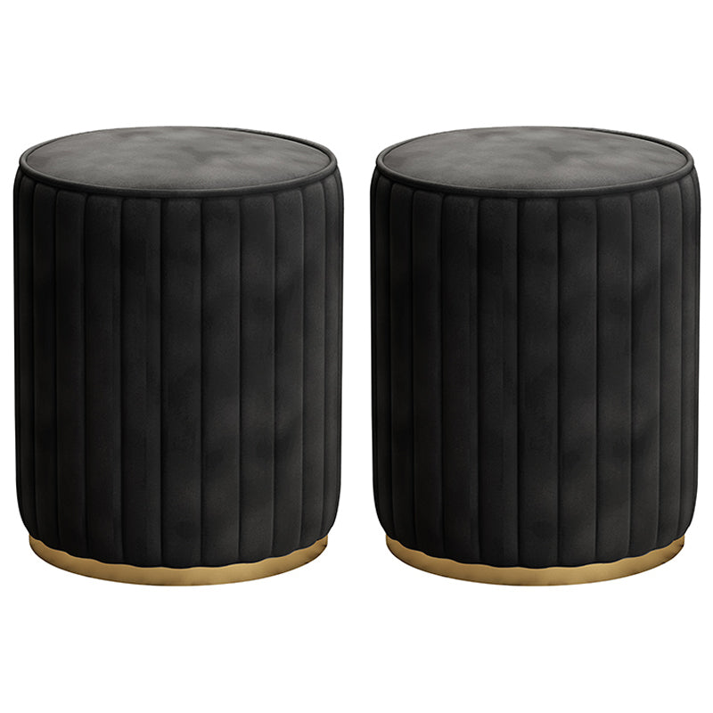 Glam Velvet Pouf Chair Tear Resistant Cylinder Shape Gold Base Ottoman Stool