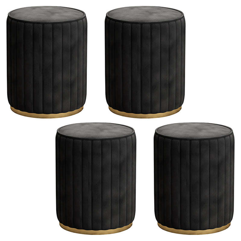 Glam Velvet Pouf Chair Tear Resistant Cylinder Shape Gold Base Ottoman Stool