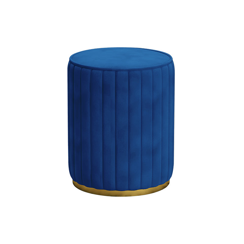 Glam Velvet Pouf Chair Tear Resistant Cylinder Shape Gold Base Ottoman Stool