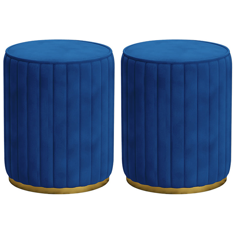 Glam Velvet Pouf Chair Tear Resistant Cylinder Shape Gold Base Ottoman Stool