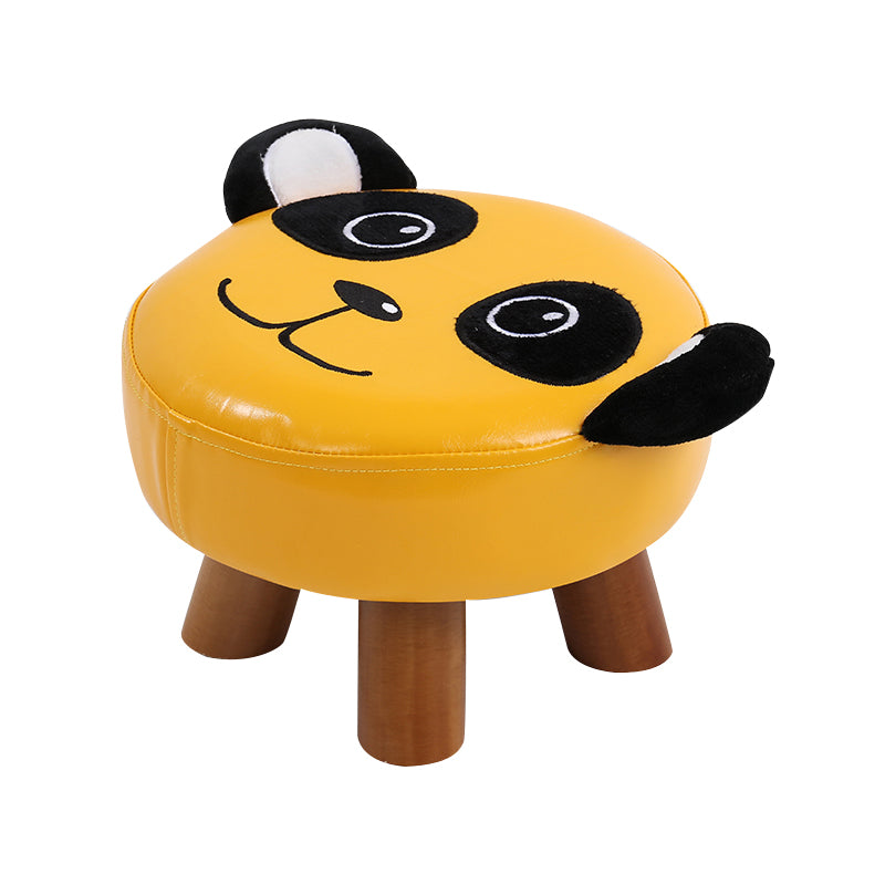 Modern Water Resistant Ottoman Specialty Shape Yellow Leather Standard