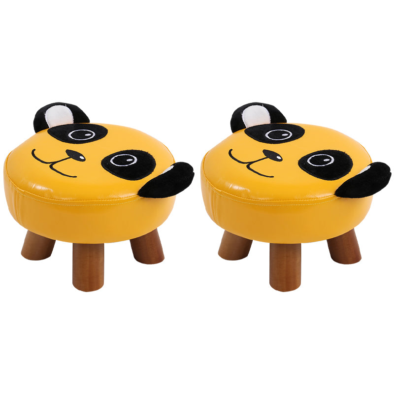 Modern Water Resistant Ottoman Specialty Shape Yellow Leather Standard