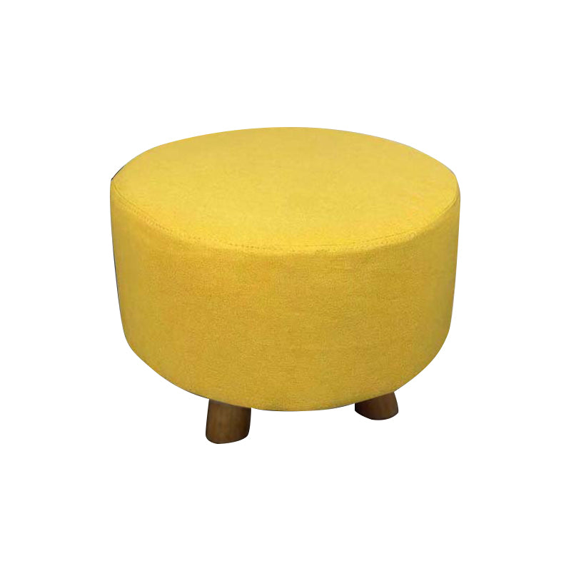 Contemporary Round Ottoman Footrest Plain Cotton Fade Resistant Sherpa Pouf