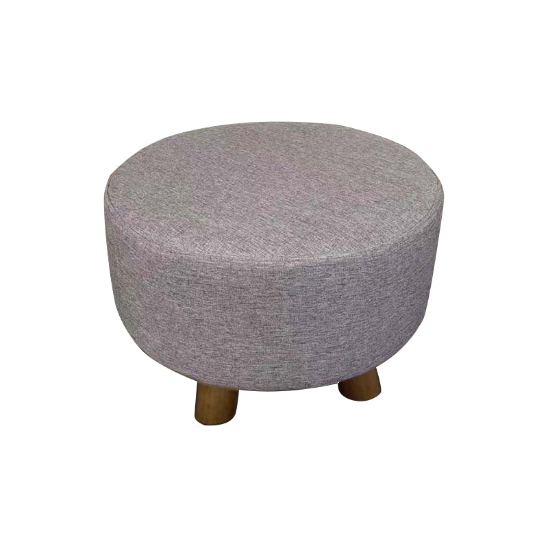 Contemporary Round Ottoman Footrest Plain Cotton Fade Resistant Sherpa Pouf