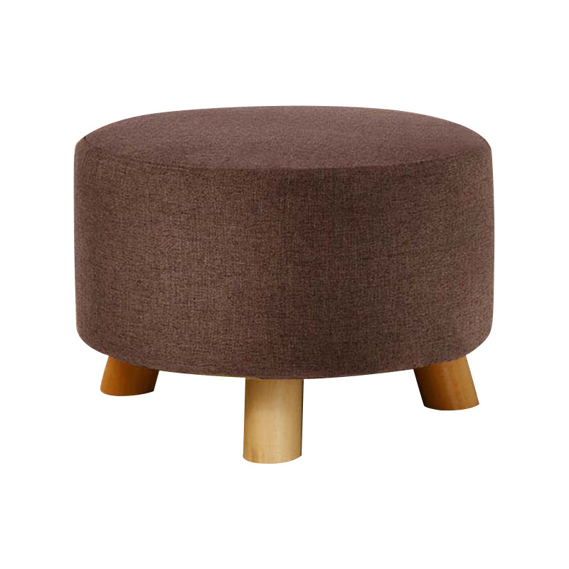 Contemporary Round Ottoman Footrest Plain Cotton Fade Resistant Sherpa Pouf
